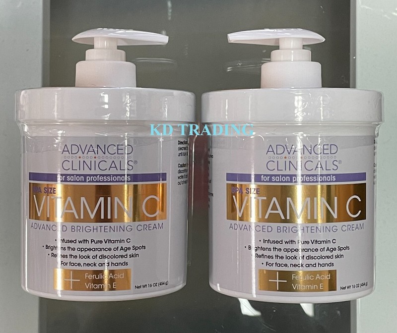 2-Pk ADVANCED CLINICALS Spa Size VITAMIN C Acne Dark Age Spots BRIGHTENING CREAM