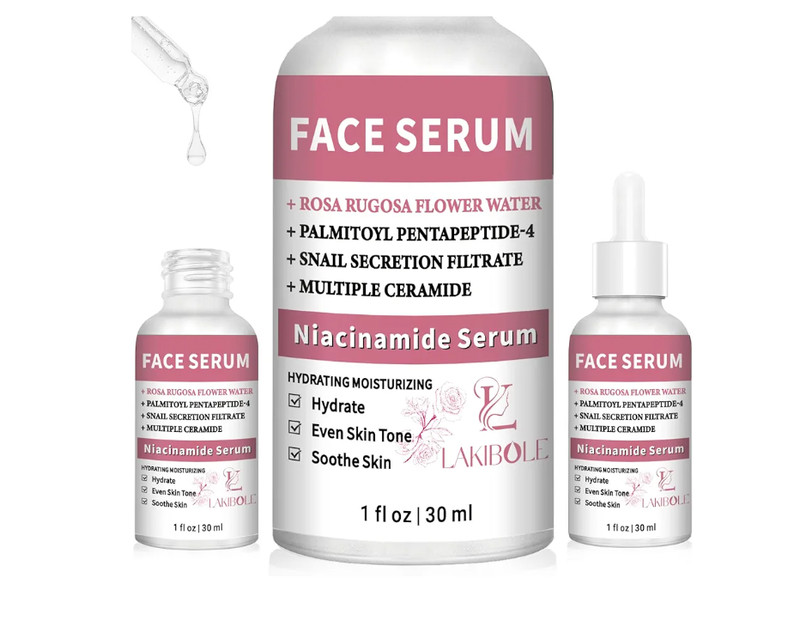 3 Pack Lakibole Niacinamide Face Serum Hydrate Moisturize and Balance Skin Tone