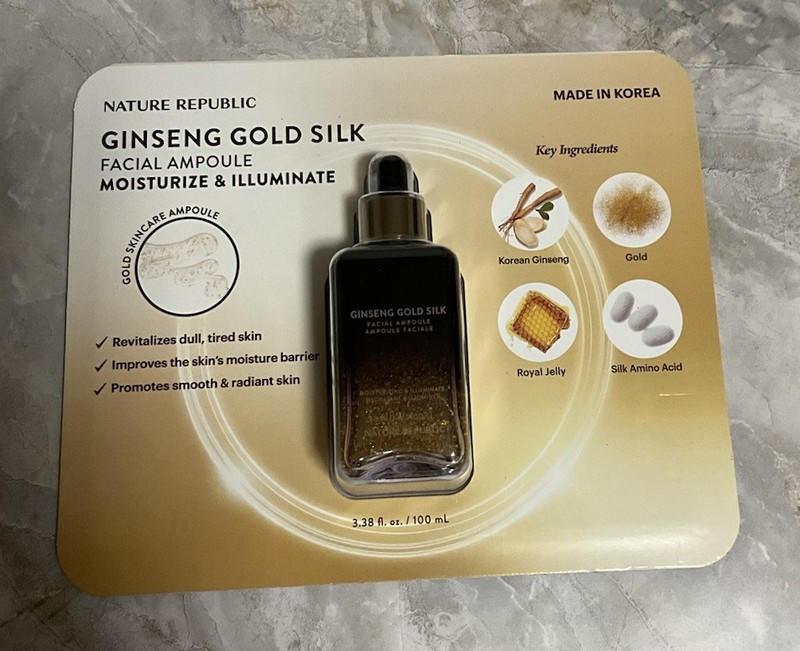 Nature Republic Ginseng Gold Silk Facial Ampoule, 3.38 fl oz - New In Box Sealed gallery