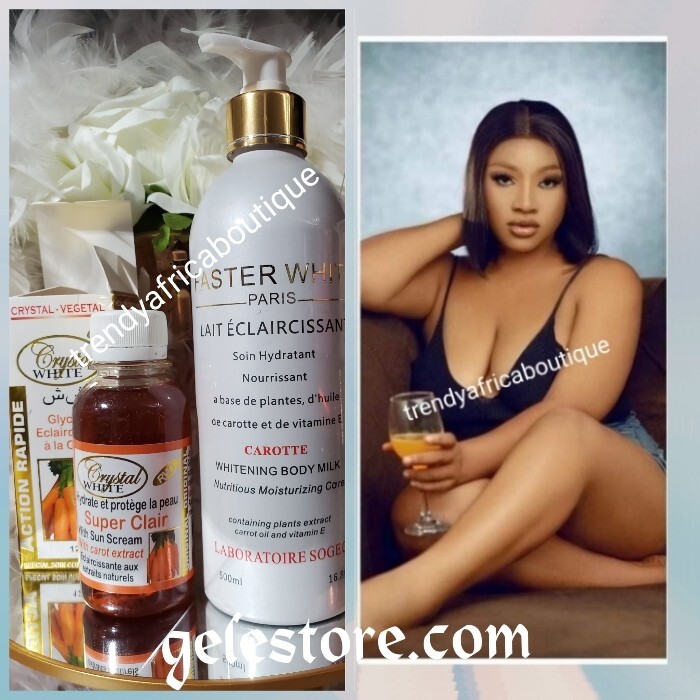 FASTER WHITE Paris CAROTTE Body Lotion & Crystal Glycerin Lightening 500ml X 1👌