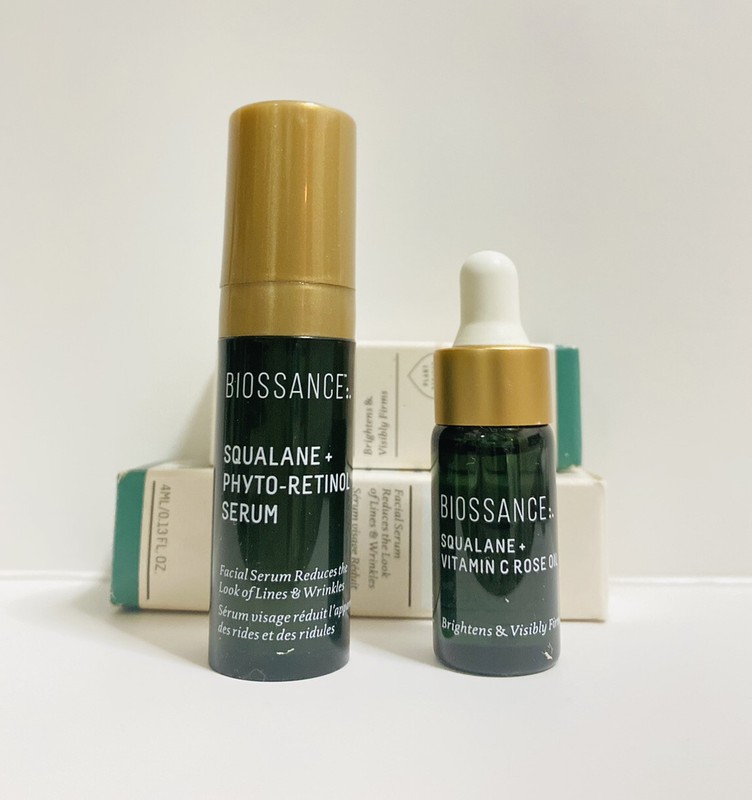 BIOSSANCE Squalane + Phyto-Retinol SERUM & Vitamin C Rose Oil Sample 4ml Each