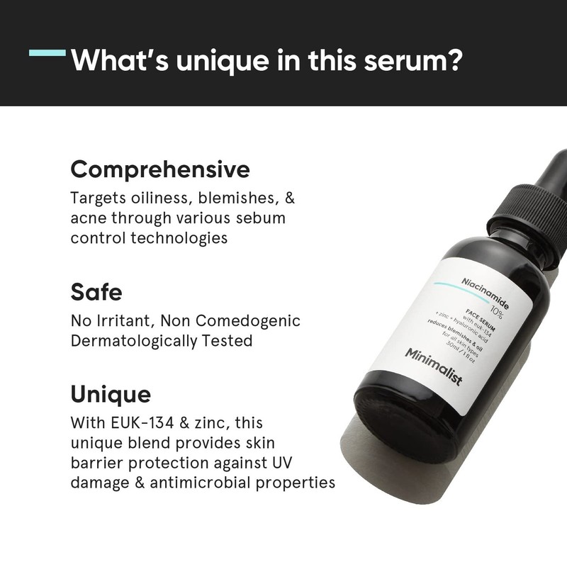 Minimalist 10% Niacinamide Face Serum for Acne Marks, Blemishes with Zinc 30 ml gallery