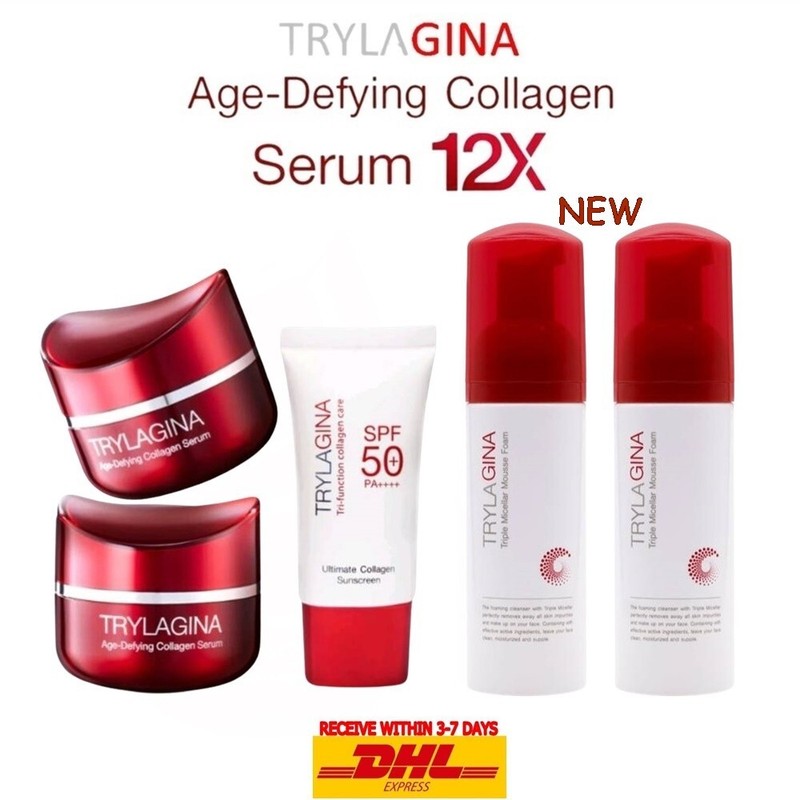 2X Mousse Foam +2X TRYLAGINA Age-Defying Collagen Serum 12X+1Sunscreen SPF50+PA