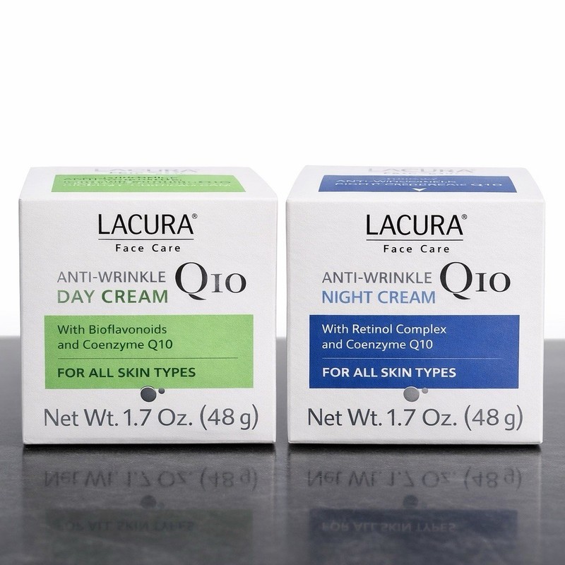 Set of 2 LACURA Q10 Anti-Wrinkle Face Day & Night Cream MADE IN GERMANY New