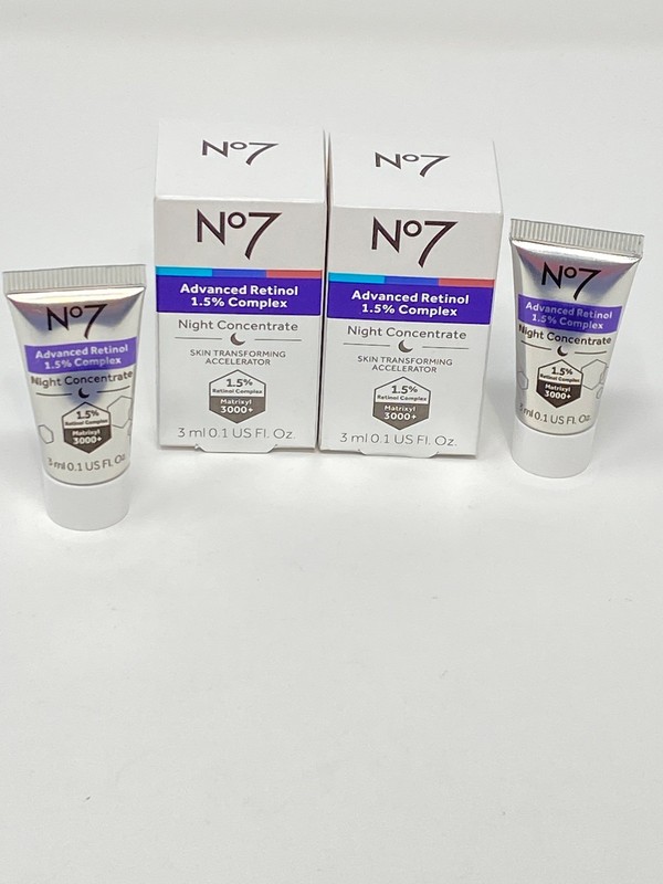 5 pc. No 7 Advanced Retinol Complex 1.5% Night Concentrate .1oz Travel NEW