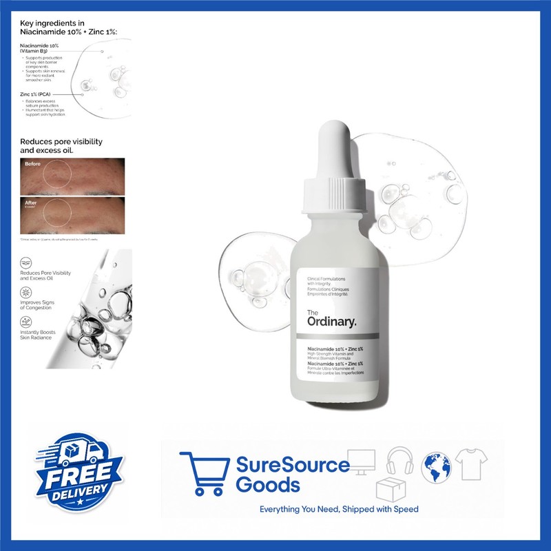 The Ordinary Niacinamide 10% + Zinc 1% Smoothing Serum for Blemish-Prone Skin