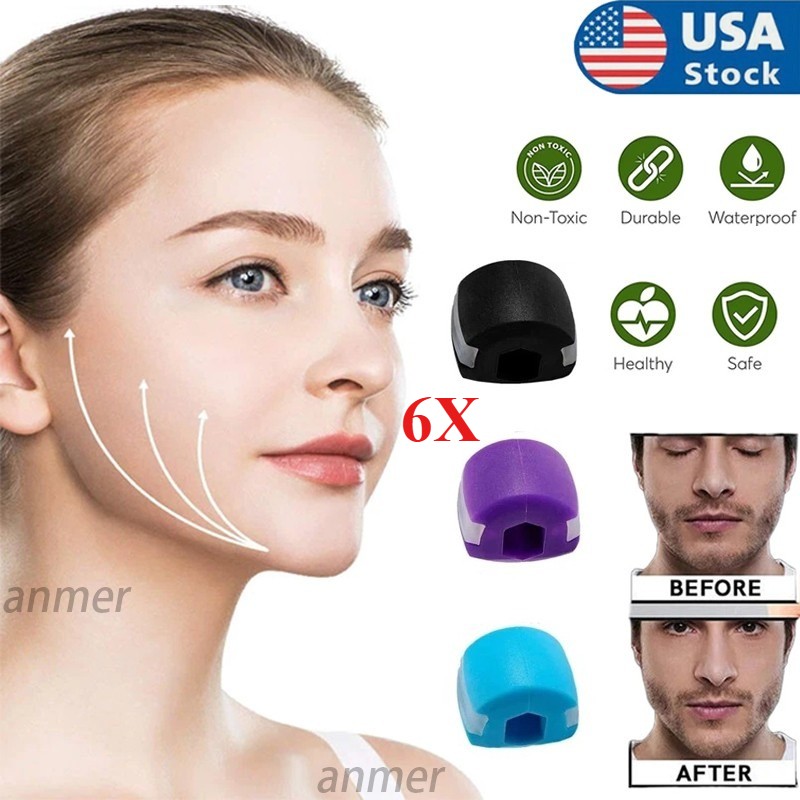 6Pack Jawline Exerciser Mouth Exercise Fitness Ball Neck Face Jaw Trainer Toning