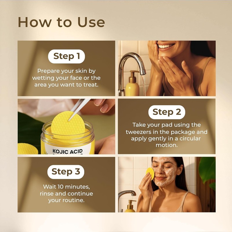 Turmeric Kojic Acid &Facial Exfoliating Peel Cleansing 55 Pads Dark Spot Remover gallery