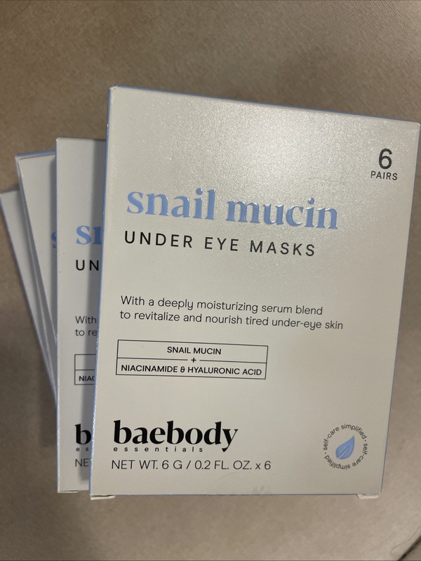Baebody Snail Mucin Under Eye Gel Masks Set Of 5 Exp 11/2027 6ct/box NIB Sealed