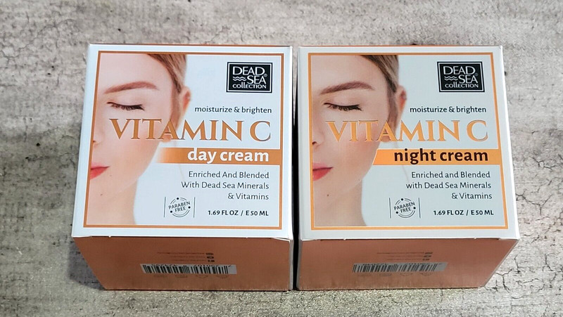 2-LOT Dead Sea Collection Day & Night Vitamin C Moisture & Brighten Creams