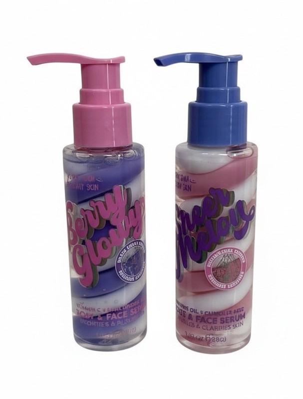 Lot of 2 Happy Skin Healthy Skin Sweet Berry Glow & Sheer Melon Face Body Serum