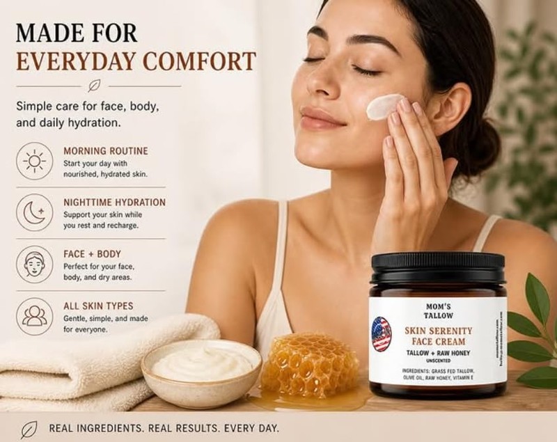 Mom's Tallow 100% Grass Fed Beef Tallow for Skin Care with Raw Honey | Face +... gallery