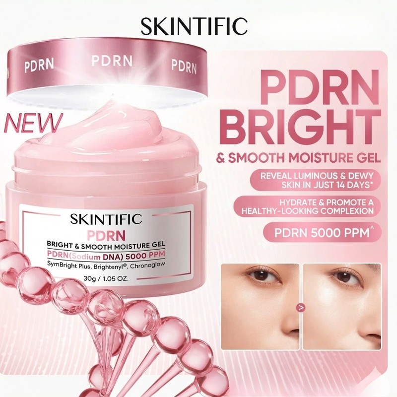 SKINTIFIC PDRN BRIGHT & SMOOTH MOISTURE GEL ANTI-AGING GLASS SKIN GLOW RADIANT gallery