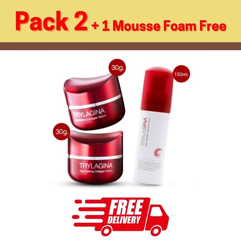 Trylagina Age-Defying Collagen Serum 12X Reduce Wrinkle 2x + Mousse Foam 1x Free