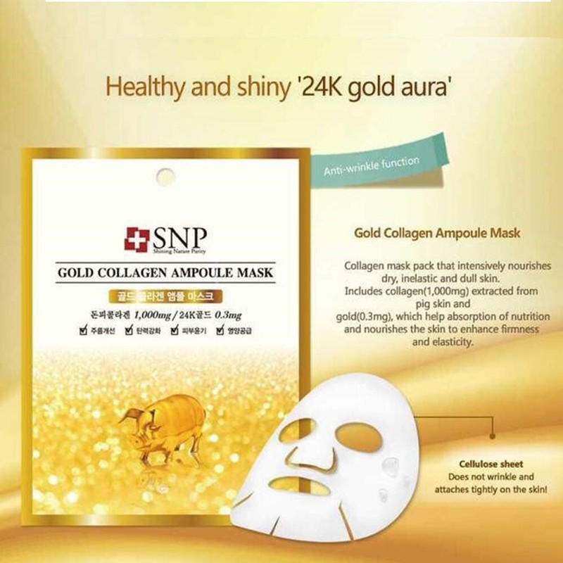 SNP Gold Collagen Ampoule Mask 5+5 Sheets 0.84 fl oz Each Anti Aging gallery