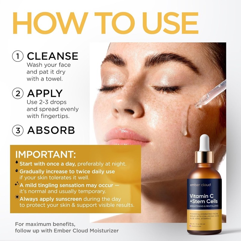Vitamin C Serum for Face with Stem Cells Hyaluronic Acid Vitamin E Aloe Vera For gallery