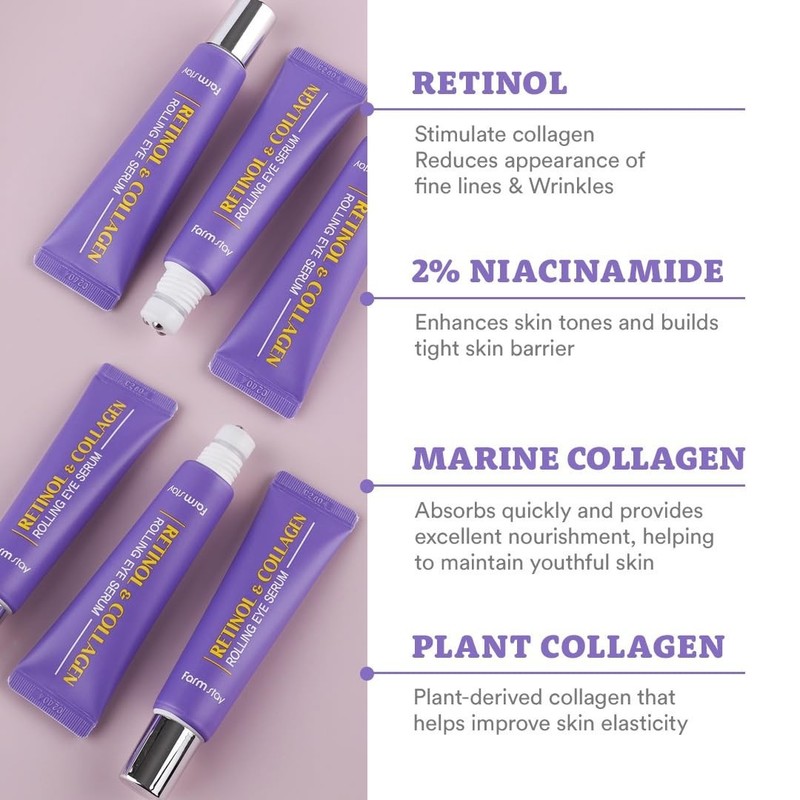 ✨ Farmstay Retinol Collagen Eye Serum Roll-On 0.84oz 2% Niacinamide 👁 gallery