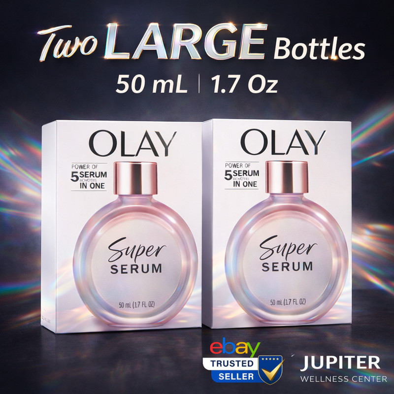 [2 LARGE Bottles] Olay Super Serum 1.7 oz (50 mL) Power of 5 Anti-Aging Serum
