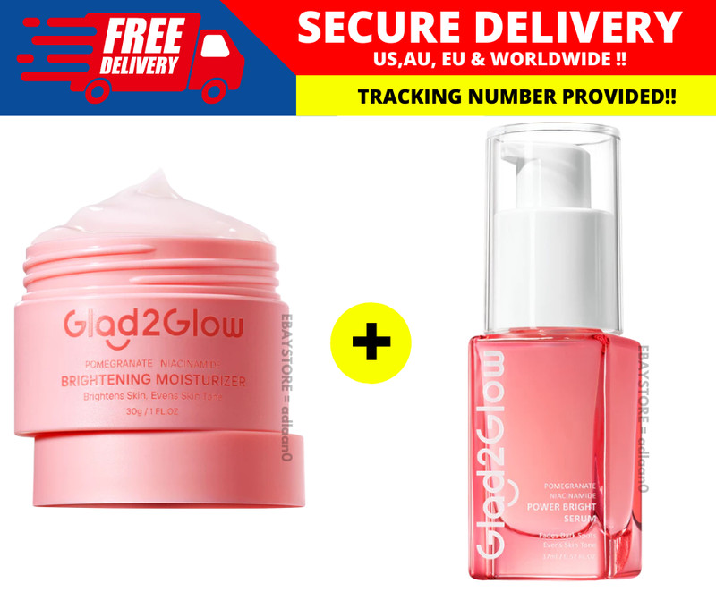 Glad2Glow 2 In 1 Basic Skincare Set Brightening Glowing Moisturizer Facial Serum
