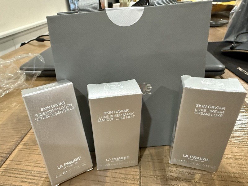 New la Prairie 3 Piece Skin caviar luxe Cream, Sleeping Mask, Essence In Lotion
