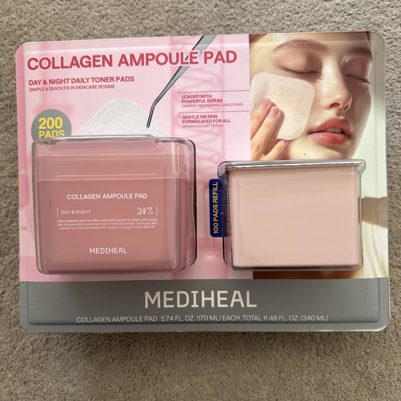 MEDIHEAL Collagen Ampoule Pad Facial Toner Pads Collagen & Ceramide 100CT + 100