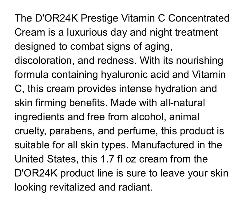$895. D’OR24K PRESTIGE Vitamin C Concentrated Cream 50ML-1.7FL.OZ Brand New! FS gallery