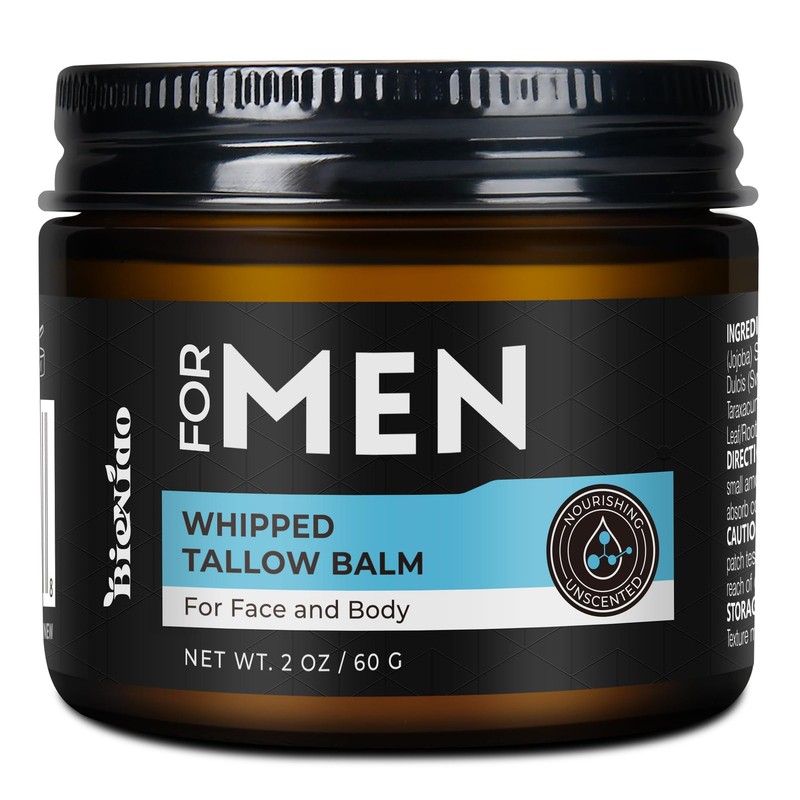 Wrinkle Defense Tallow Balm for Men – Anti-Aging Whipped Beef Tallow with Joj…