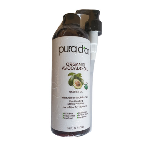 Pura d’or Organic Avocado Oil 100% Natural Non-Greasy Hexane Free (16 fl oz)