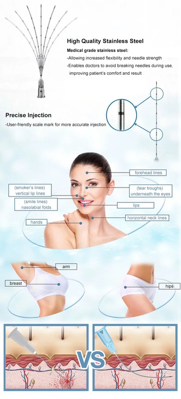 10-100Pcs Disposable Replace 23G/25G/27G Micro Cannula Blunt Tips for Fillers US gallery