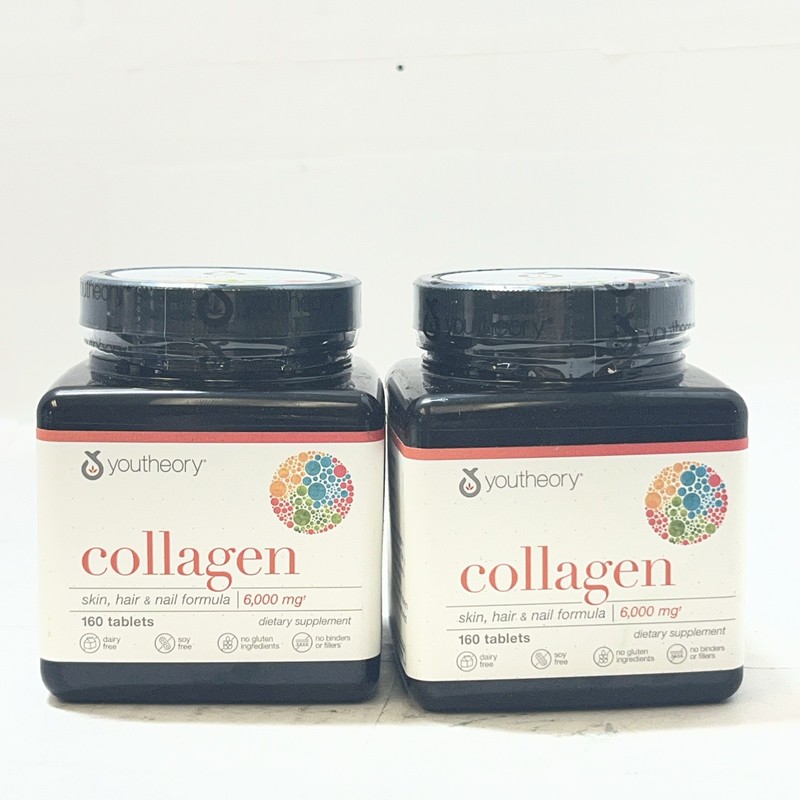 Youtheory Collagen Advanced Formula Skin Hair Nails 160ct Two Pack Exp9/27
