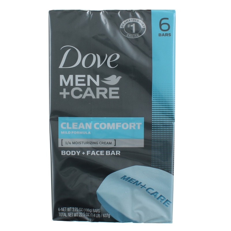 2 Pack Dove Men + Care Clean Comfort Moisturizer Cream Bars, 3.75 oz, 6 Ct