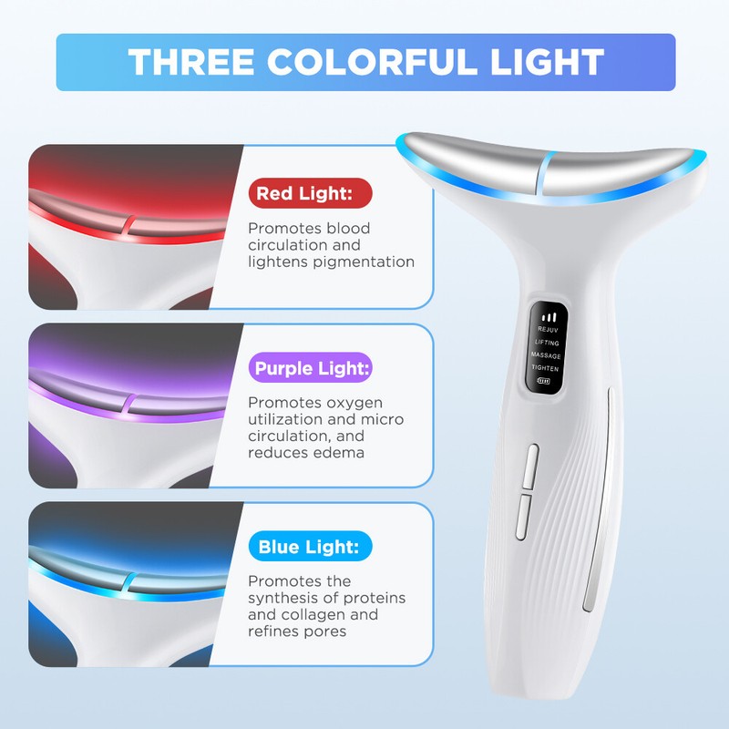 Neck Face Lifting Massager Skin Tighten Device LED and Anti Wrinkle Double Chin