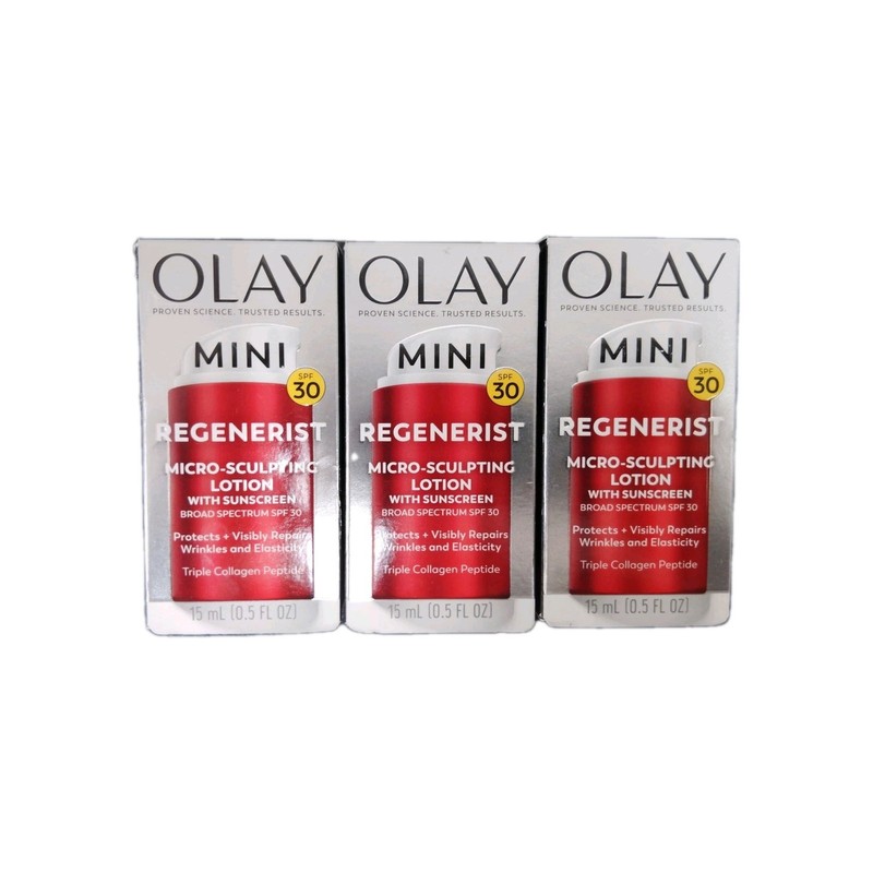 New Lot Of 3 Olay Micro-Sculpting Cream Moisturizer w/ Sunscreen 15ml-9/2027