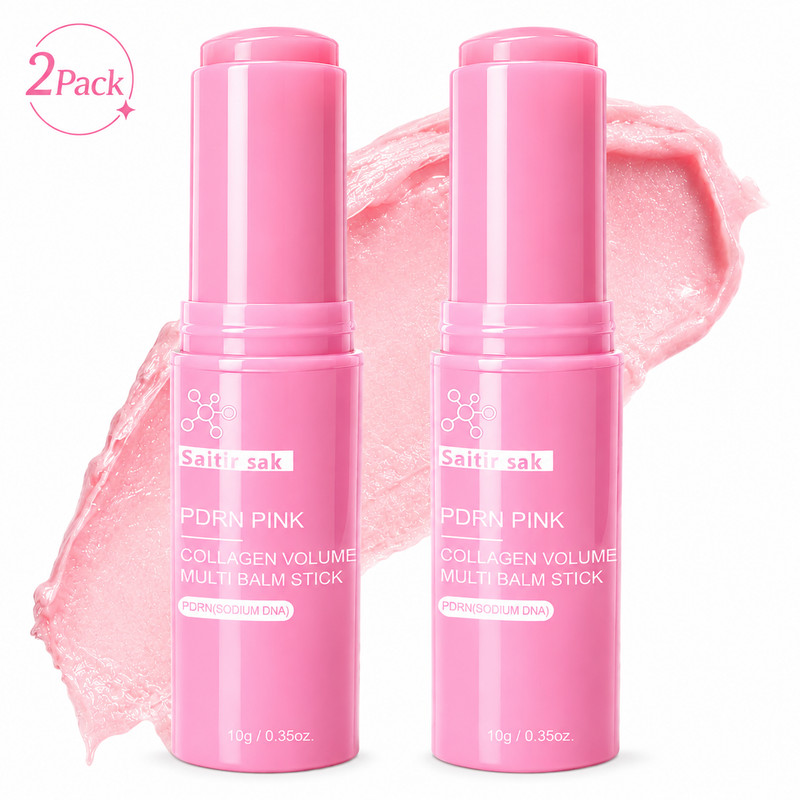 2PCS PDRN Pink Collagen Balm Stick Anti-Aging Hydrating Eye Neck Wrinkle Lips