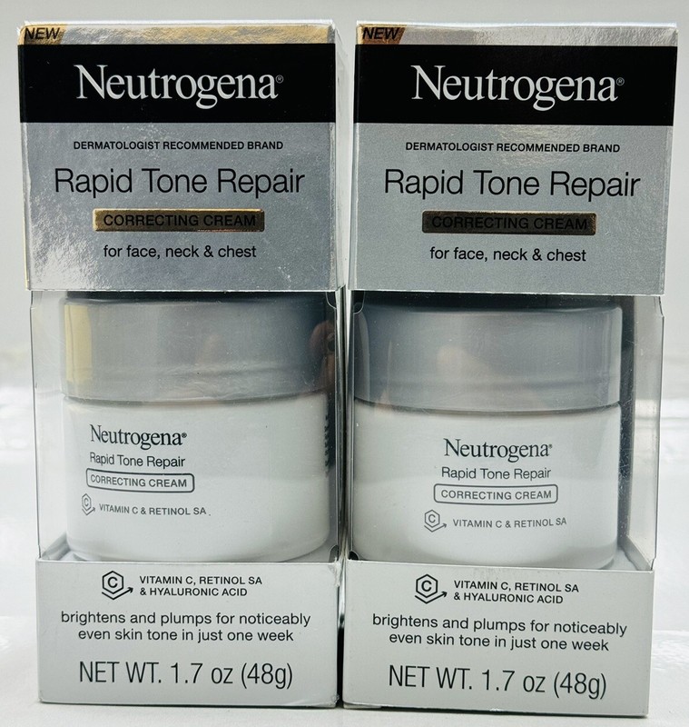 2 neutrogena rapid tone repair face/neck/chest correcting cream 1.7oz ea