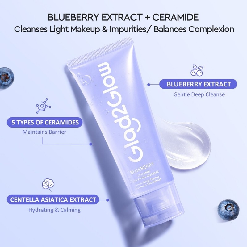 Glad2Glow Blueberry Ceramide Low Ph Gel Cleanser 70ml gallery