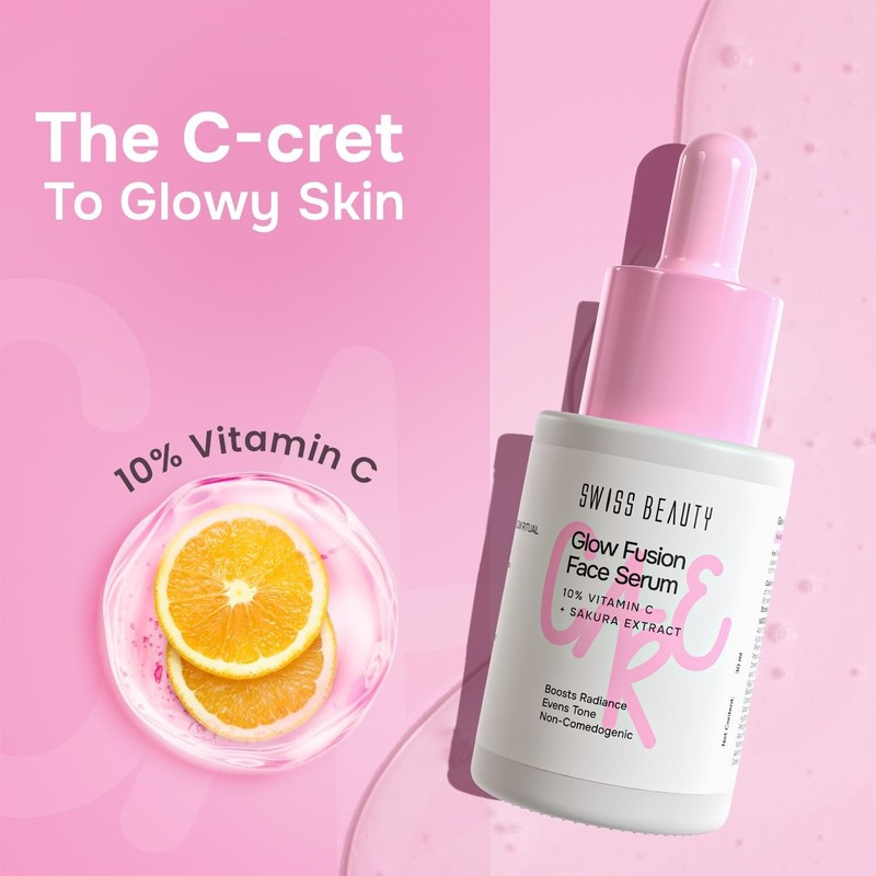Swiss Beauty Glow Fusion Face Serum 10% Vitamin C & Sakura Extract 30ml gallery