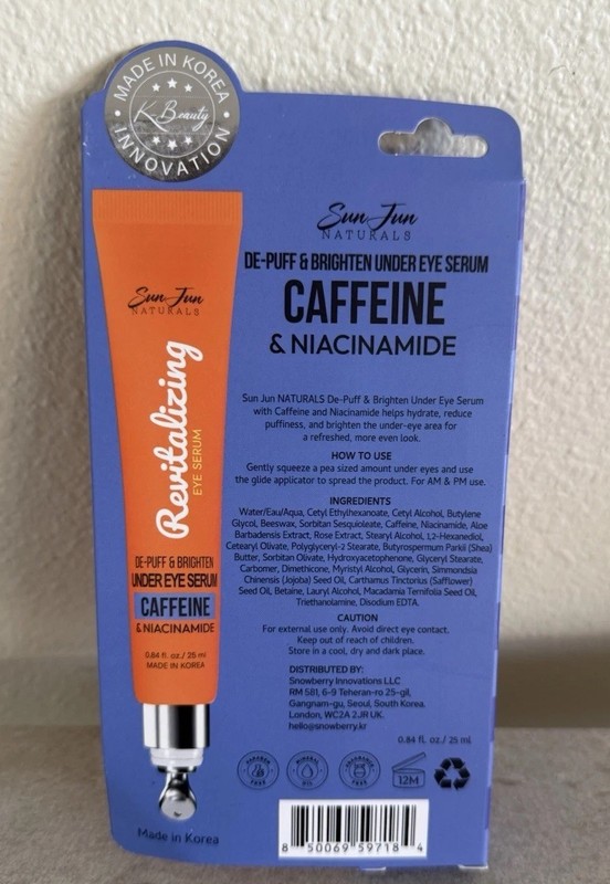 Sun Jun Naturals Caffeine Niacinamide Under Eye Serum Brighten K-Beauty NEW gallery