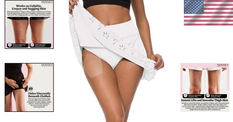 Skinnies Instant Thigh Lift Tape - 5 Pairs of Clear, Sweatproof Lifting Strips gallery
