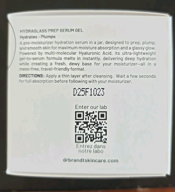 Dr. B Lab Hydraglass Prep Serum Gel Full Size 1 oz 30 ml NEW DR BRANDT In Box gallery