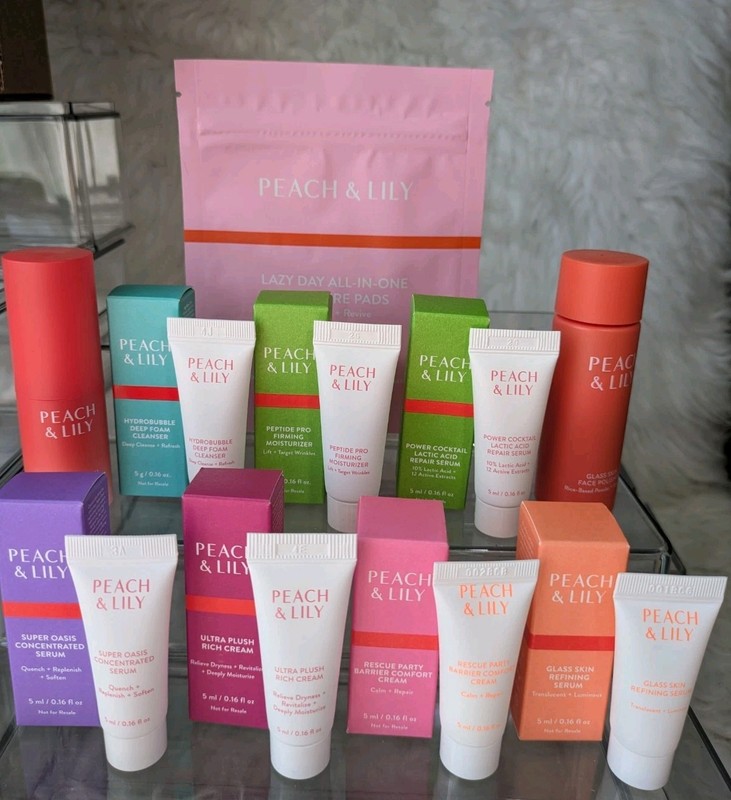 Lot of 10 Peach & Lily Assorted Cleansers Moisturizer Serums Firming Skin Care gallery