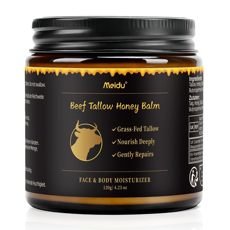 Tallow and Honey Balm, Beef Tallow for Skin, Tallow Face Moisturizer with 100…