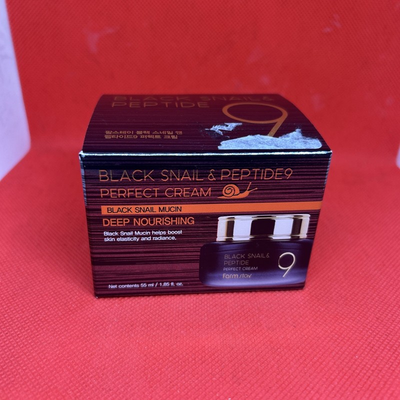 FARMSTAY BLACK SNAIL & PEPTIDE 9 PERFECT CREAM DEEP NOURISHING 1.85 FL OZ KOREAN
