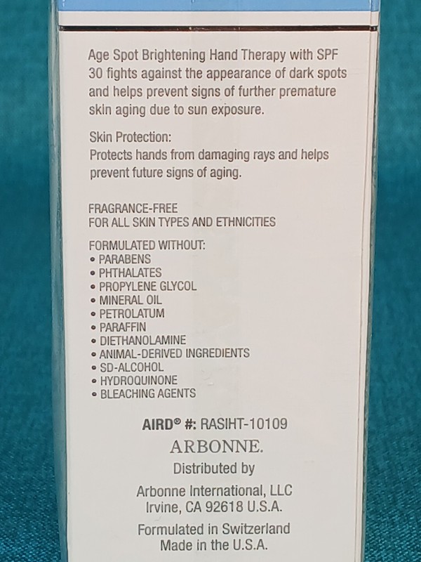 Arbonne Revelage AGE SPOT BRIGHTENING Hand Therapy SPF 30 ~ 2.5 fl oz ~ Sealed gallery