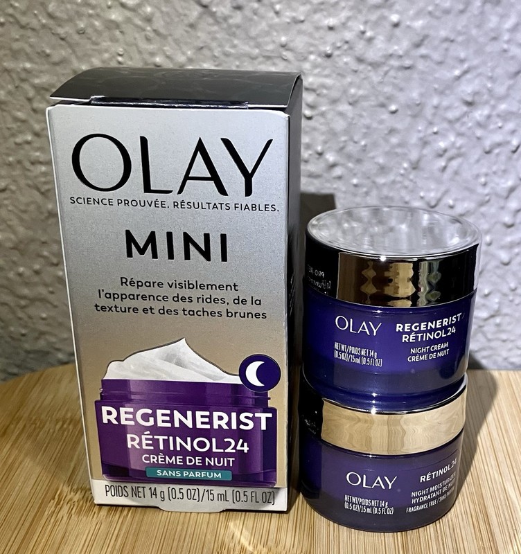 New Lot Of 2 Olay Retinol 24 Minis Night Cream .5 oz each. Fragrance Free.