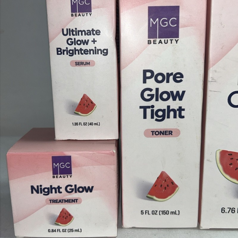 All New Watermelon Glow Skincare Set, Toner, Body Cream, Night Cream, Serum gallery