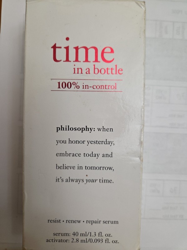 Time In A Bottle Serum: 40ml/ Activator: 2.8ml.