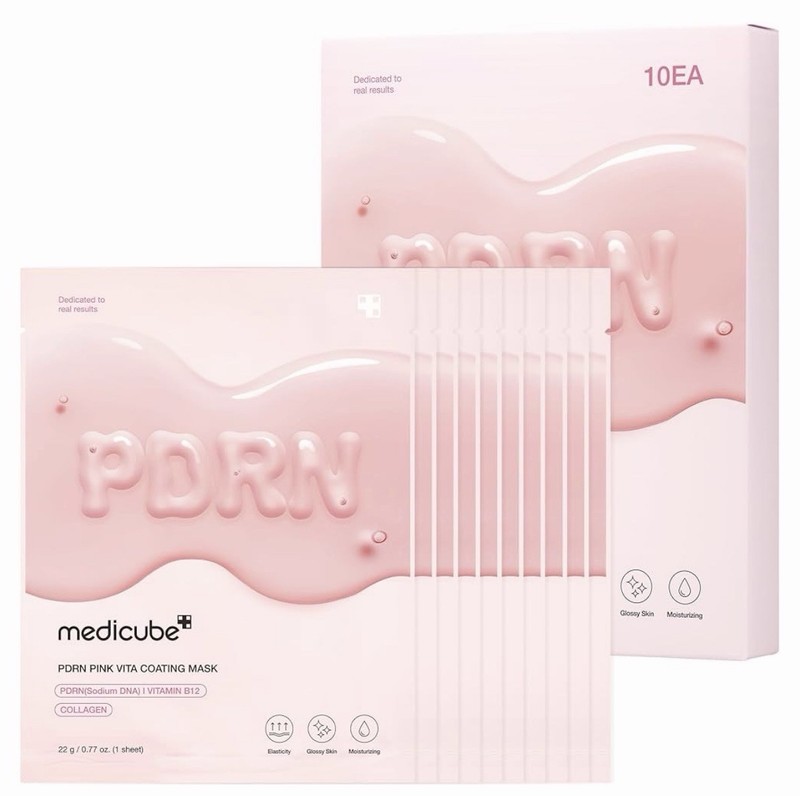 medicube Salmon DNA PDRN Pink Vita Coating Mask – 10 Pack – Hydration & Firming