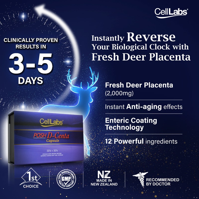 CellLabs Deer Placenta Supplement 60's, Skin Rejuvenate, Promote Hormone Balance gallery