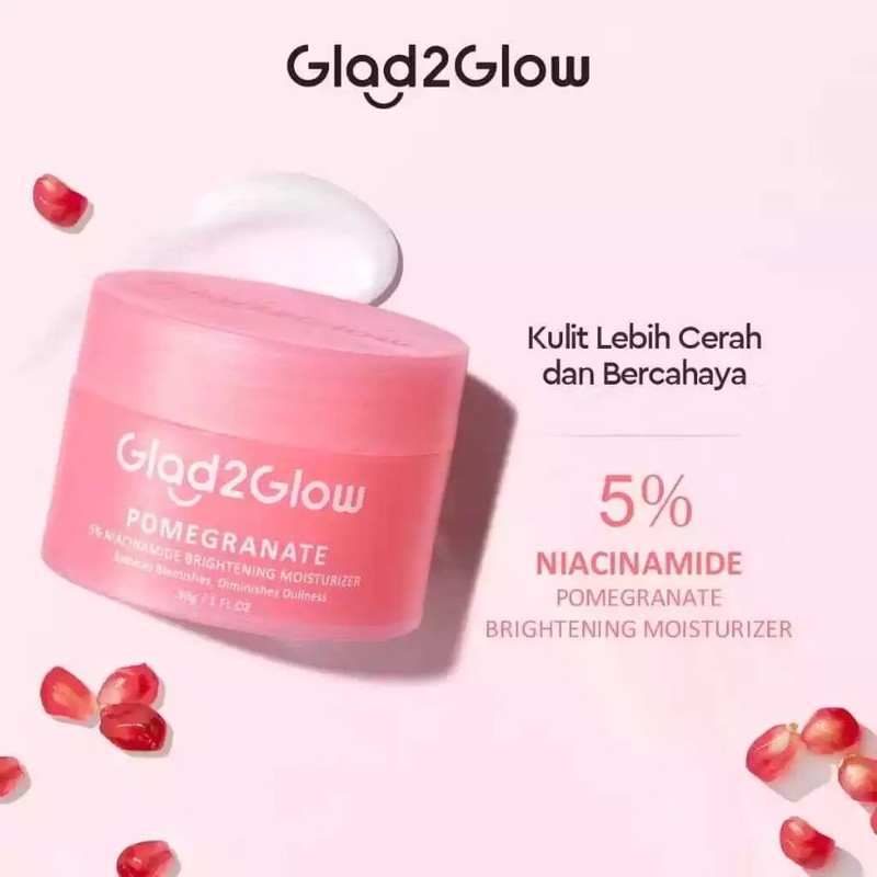 Glad2glow Pomegranate 5% Niacinamide Brightening Moisturizer 30g Day Night Cream gallery